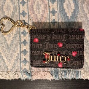 Juicy Couture Black Cardholder with Pink Insert and Gold Heart Keyring